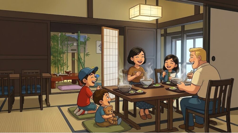 そば処みきや店内、古民家